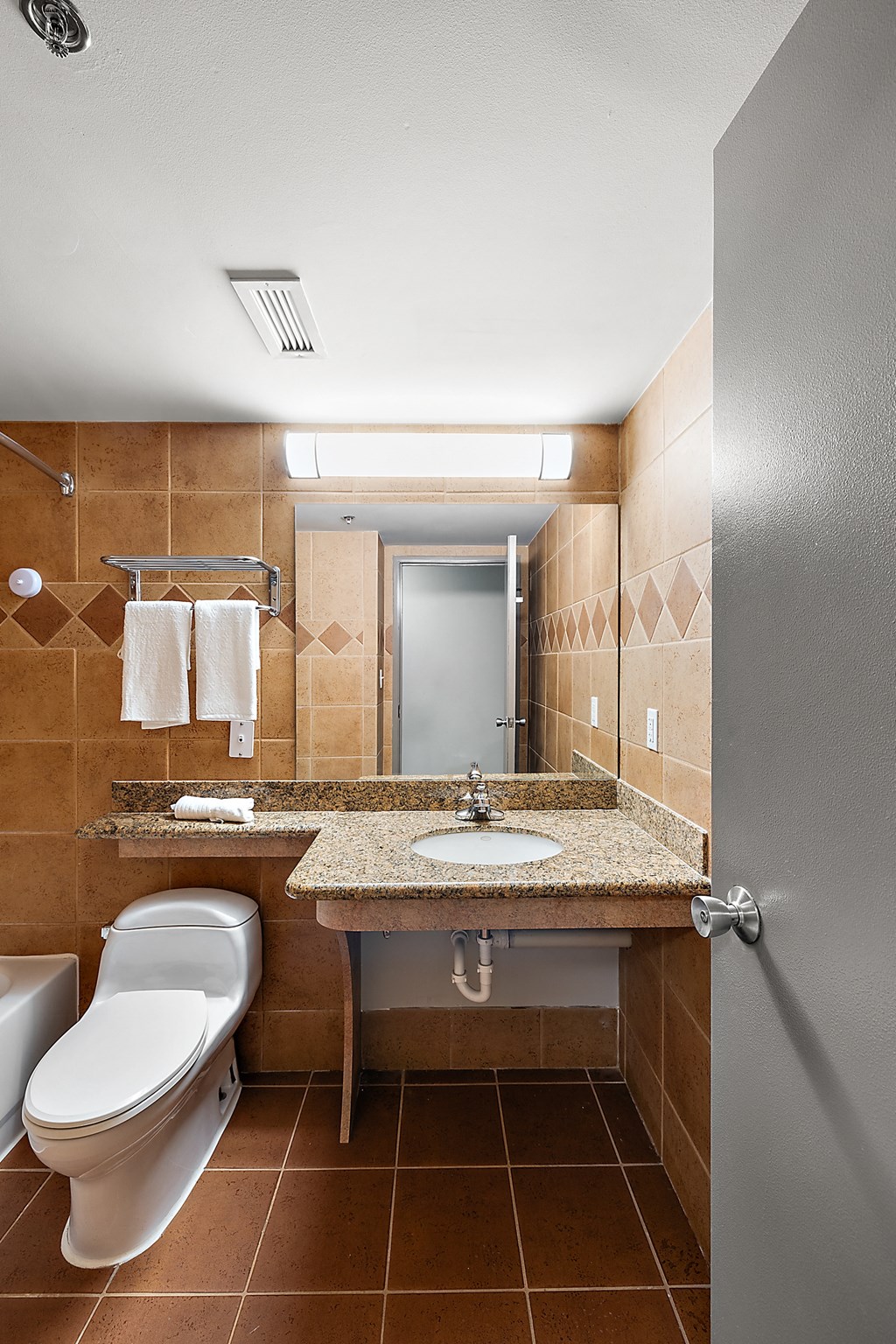 a bathroom with a toilet and a sink and a mirror