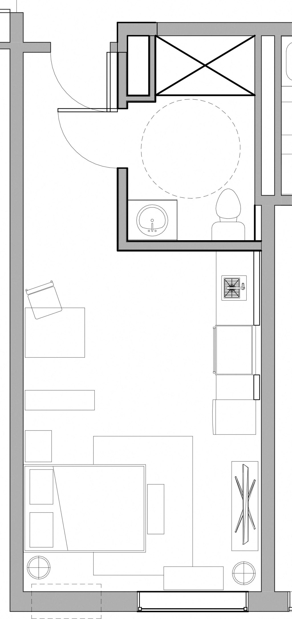 ADA studio floor plan, Plato's Apartments, Sheffield, Alabama