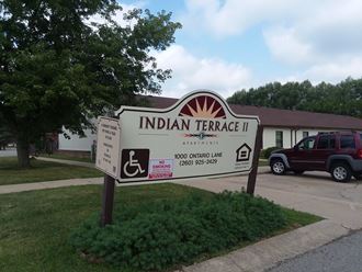 Indian Terrace Apartments sign, Garrett, IIN