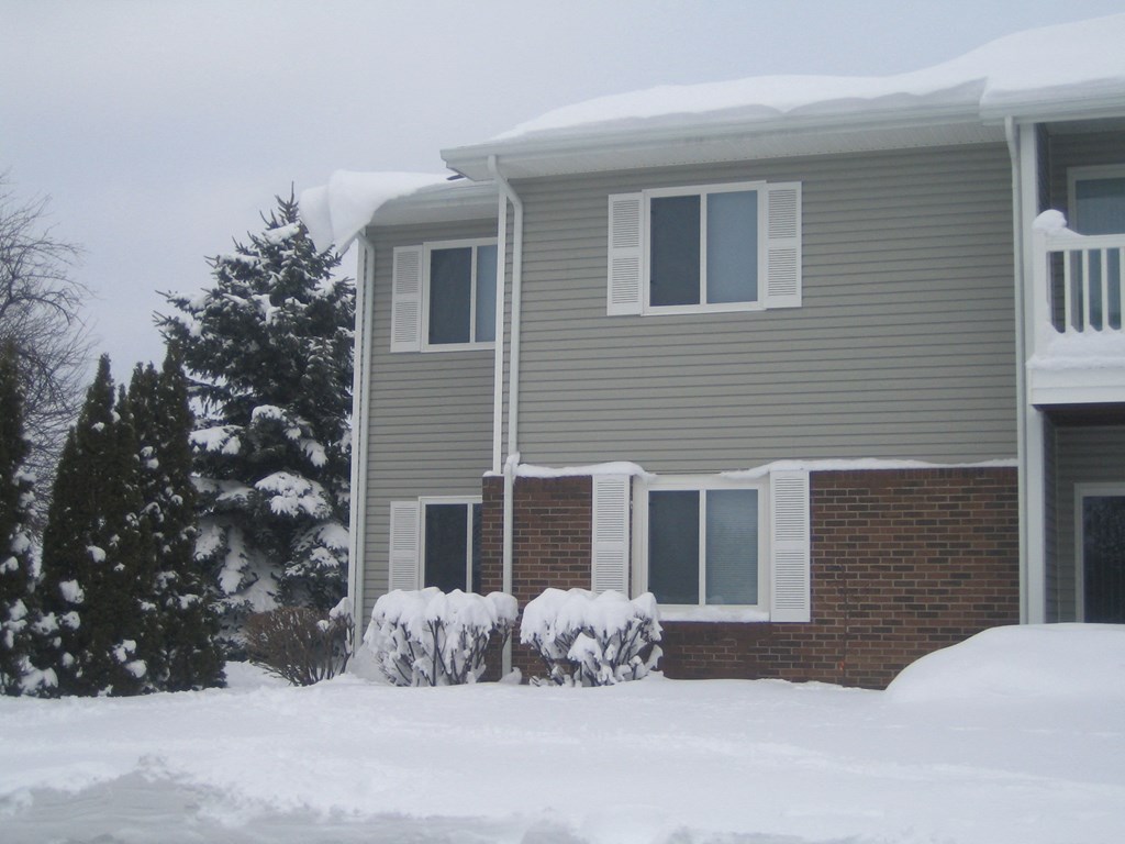 a house covered in snow with a snow covered yard