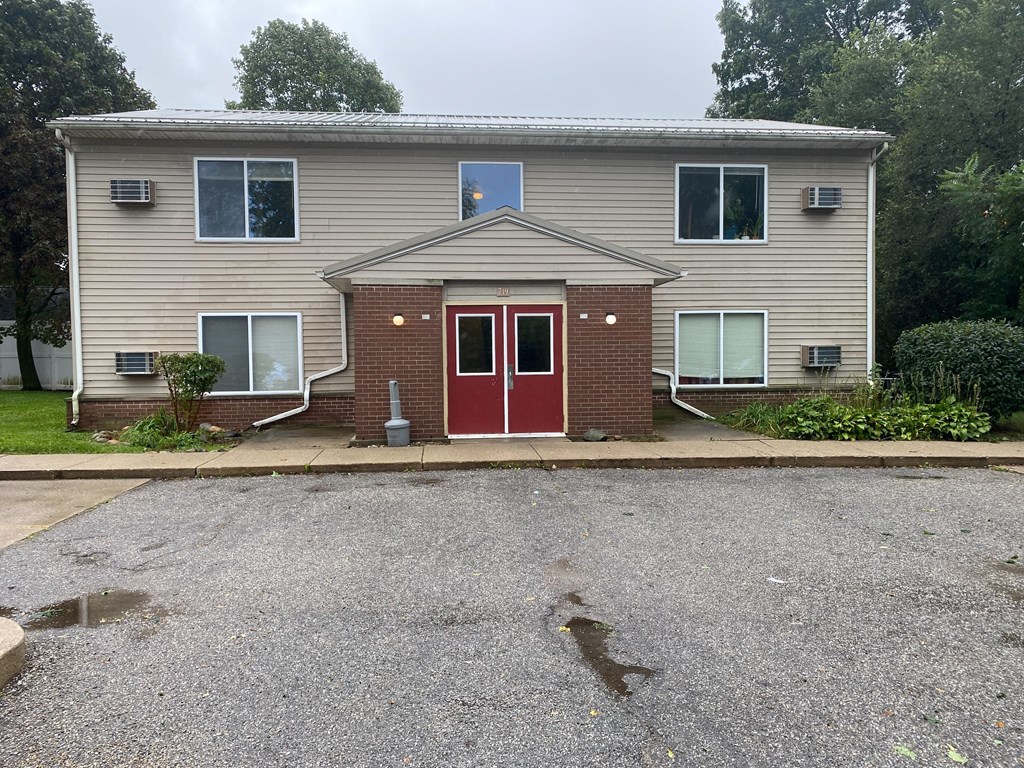 a house with a red door