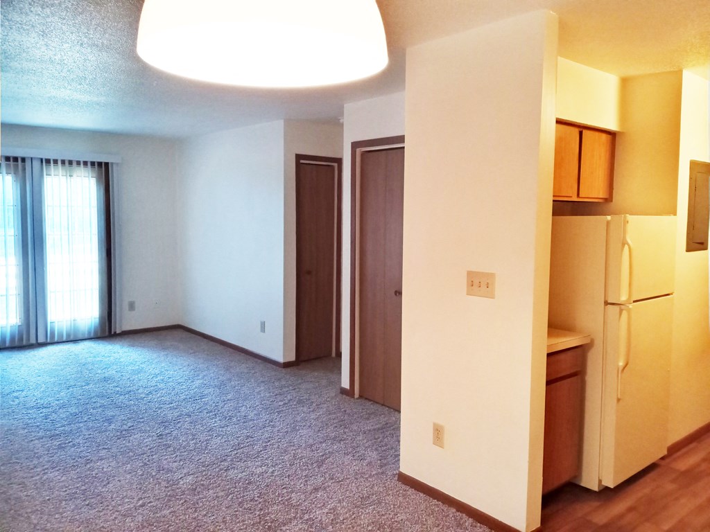 Sunrise Apartments view of kitchen and living room Indiana