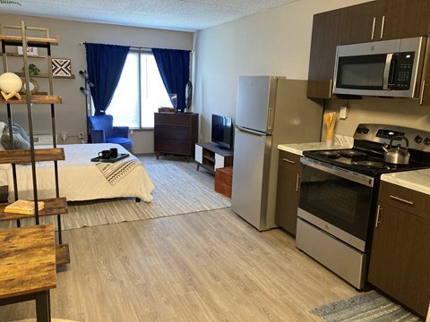 Studio apartment home at Plato's Apartments in Sheffield, Alabama