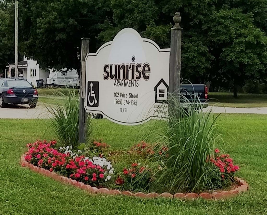 Sunrise Apartments sign Indiana