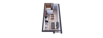 Studio Floor Plan at The Block at Sterling Heights, Michigan