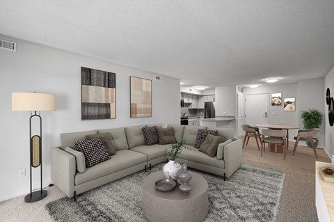 a living room with a couch and a coffee table
