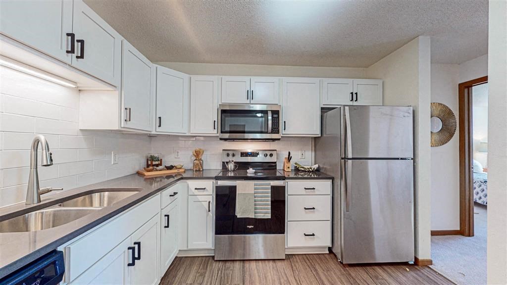 a collage of pictures of a kitchen and a living room