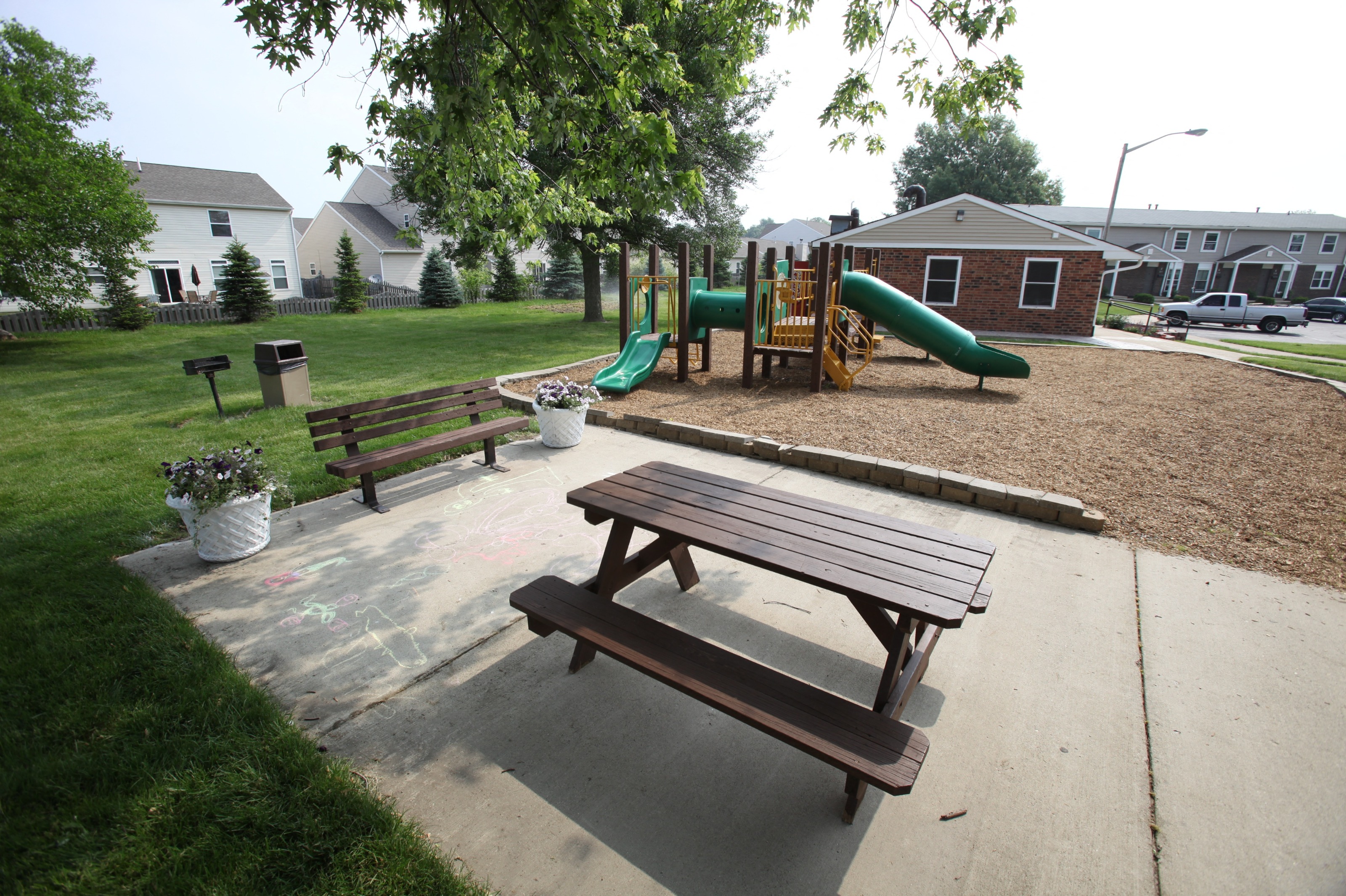 Playground and outdoor seating
