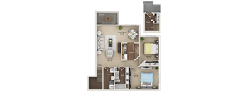 A detailed floor plan of a small apartment layout.