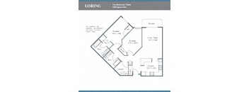 a floor plan of two bedrooms and two baths