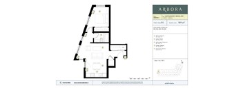 A floor plan for a unit named Arbora is displayed, showing the layout of rooms and doors.