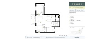 A floor plan for a unit named Arbora, measuring 650 square feet, is displayed.