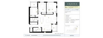 A floor plan for a unit named Arbora, with a total area of 1113 square feet.