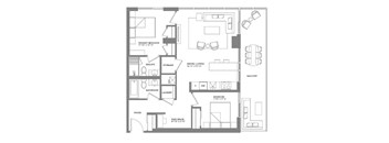 A floor plan of a house with a primary bedroom, a laundry room, and a foyer.