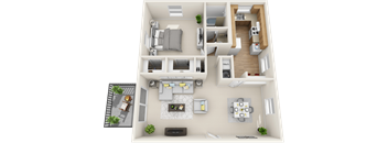 a floor plan of a house with a bedroom and a living room