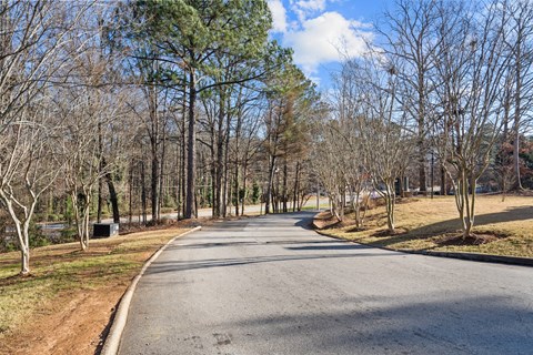 A tree-lined road stretches into the distance.