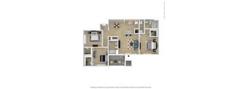 a 3d floor plan of a house with a bedroom and a living room