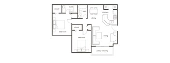 A black and white image of a house floor plan.