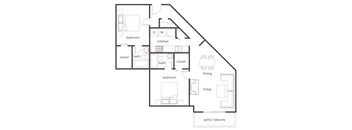 A black and white image of a floor plan for a house.