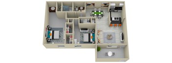 a 3d rendering of a floor plan of a house