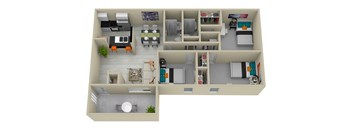 a 3d rendering of a floor plan of a house