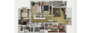 A dollhouse living room with furniture and decorations.