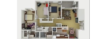 A dollhouse living room with furniture and decorations.
