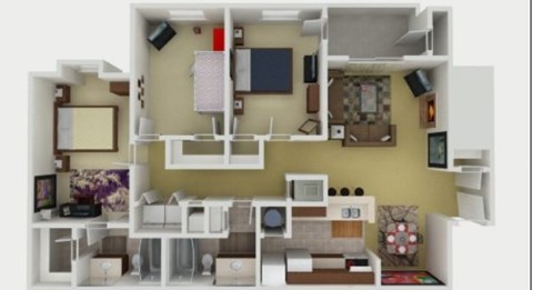 A dollhouse living room with furniture and decorations.