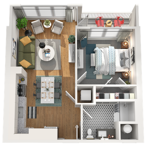 B2 Floor Plan at Gibson by Radius, Atlanta, GA, 30316