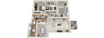 a floor plan of a house with a bedroom and a living room