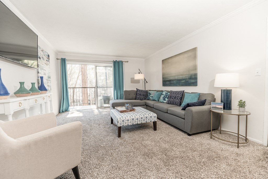 a living room with a couch and a coffee table