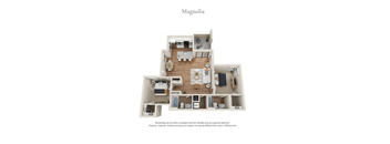 A 3D floor plan of a house named Magnolia.