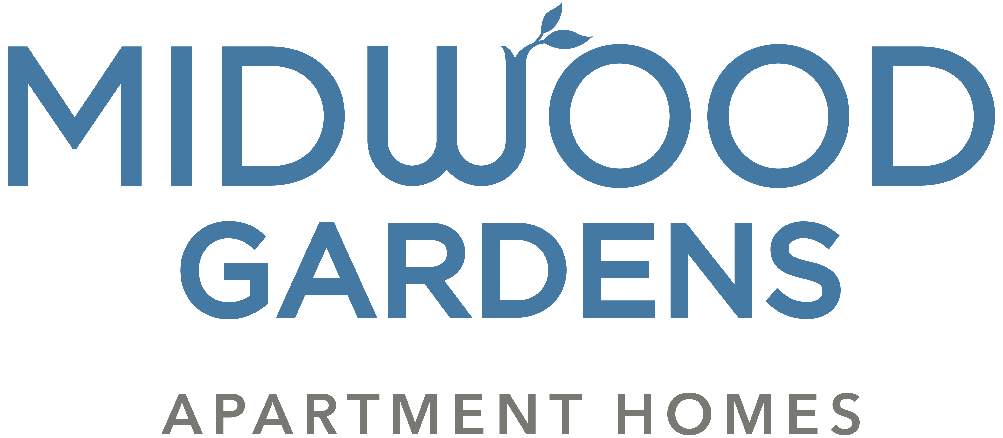 The image is a logo for Midwood Gardens Apartment Homes.