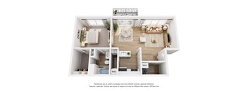 A white interior design layout with a kitchen, living room, and bathroom.