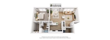 A white interior design layout with a kitchen, living room, and bathroom.