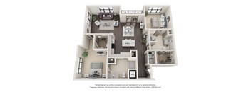 a 1 bedroom floorplan is shown with a bathroom and a living room
