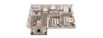 a 3d floor plan of a house with a bedroom and a living room