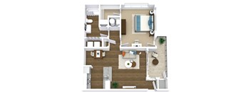a floor plan of a house with a bedroom and a living room
