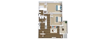 a floor plan of a house with a bedroom and a living room