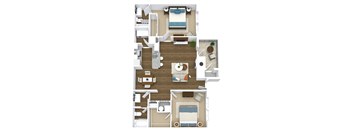 a floor plan of a house with furniture and a living room