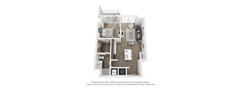 a bedroom with a bed and a chair in a small room