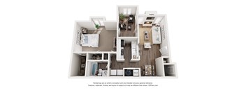 a 1 bedroom floorplan is shown in this illustration