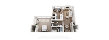 a 3d floor plan of a 2100 sq ft apartment