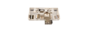 a 3d floor plan of a house with a bedroom and a living room