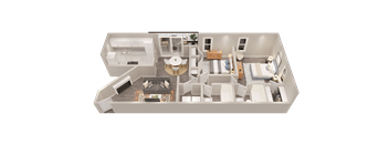 a floor plan of a house with a bedroom and a living room