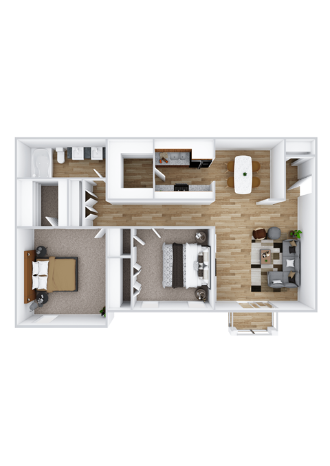 the bungalow floor plan with bedroom and living room