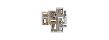 the floor plan 1 bedroom with 2 baths