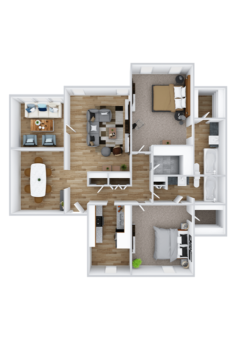 the floor plan 1 bedroom with 2 baths