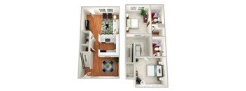 a floor plan with a bedroom and a living room