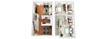 a floor plan with a bedroom and a living room